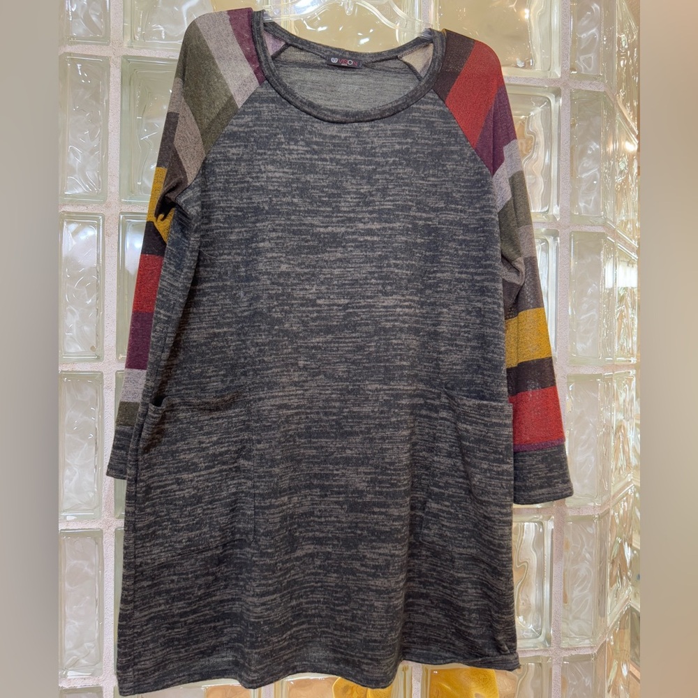 Chic Multicolor Sleeve Long Sleeve Dress